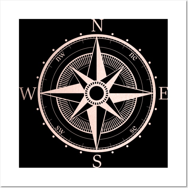 Rose Gold Compass Wall Art by Cascadia by Nature Magick